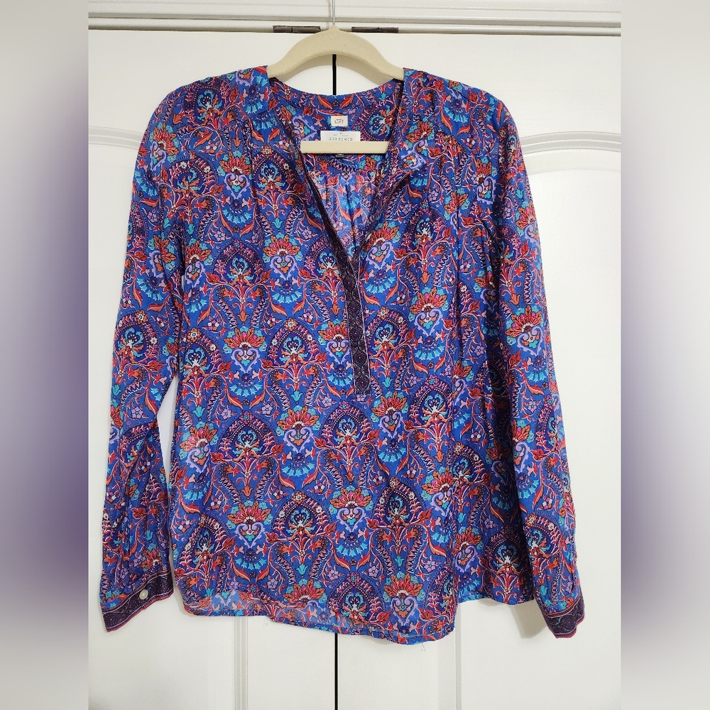 Loft Softened Long Vibrant Print Whimsical Long Sleeve Tunic